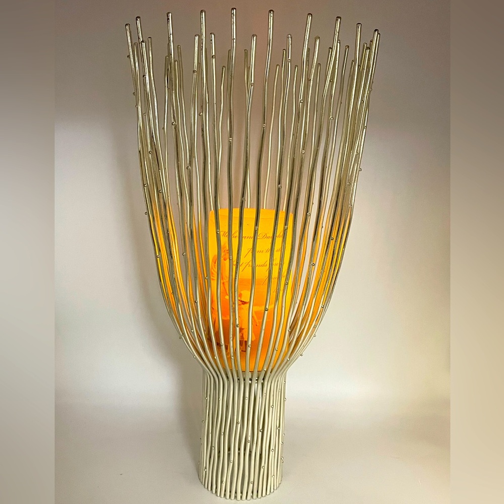 Z Gallerie Gold Brass  Sculpture: 18” Metal Candle Holder Bundled Twig Branches